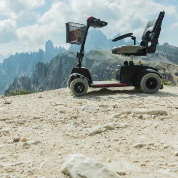 Mobility scooter on mountain