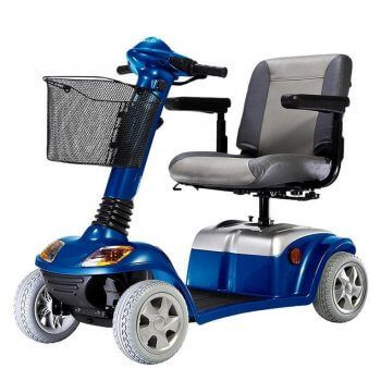 Shiny blue mobility scooter